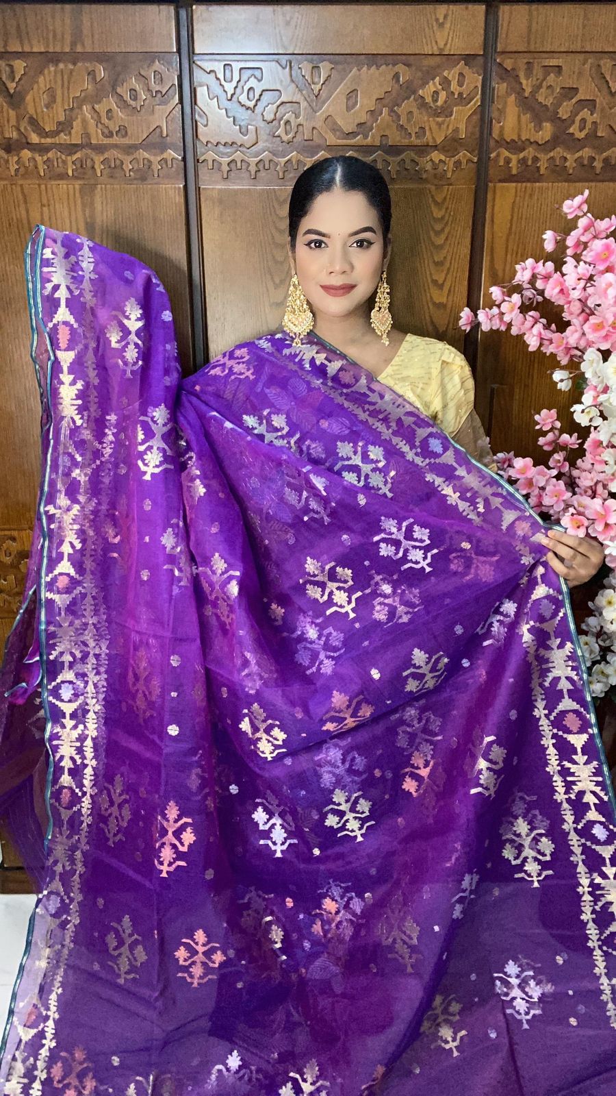 Royal Purple Jamdani Saree 80 Count