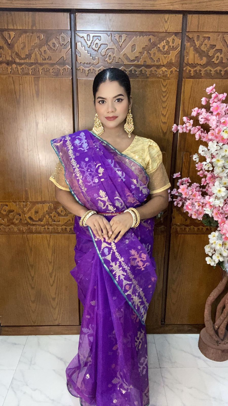 Royal Purple Jamdani Saree 80 Count