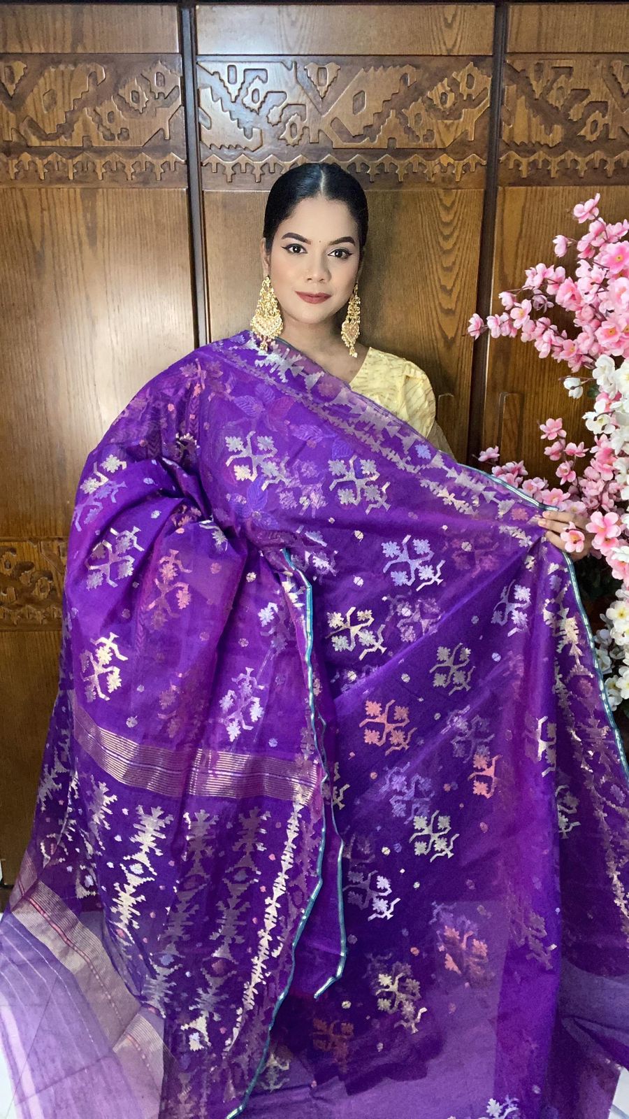 Royal Purple Jamdani Saree 80 Count